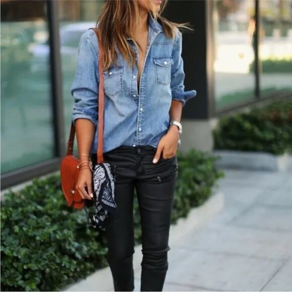 American Eagle Women Denim Button Up Shirt Size XS - Picture 1 of 7